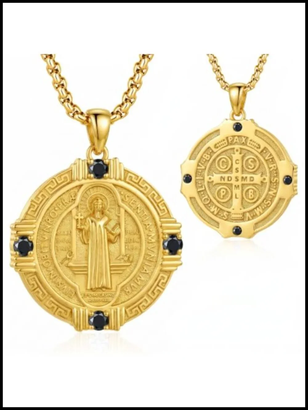 St Benedict Medal Pendant Necklace, 925 Sterling Silver Catholic San Benito